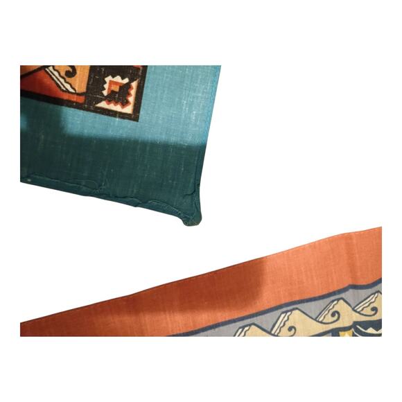 1980s Native American Wamcraft USA Bandana Hankie Scarf Lot 2 Thunderbird READ - Picture 9 of 11